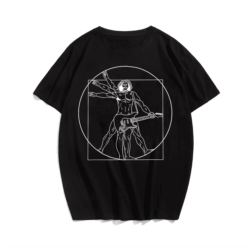 Guitar Shirt Man Guitar Player Musicians T-Shirt, Plus Size T-shirt for Big & Tall Man