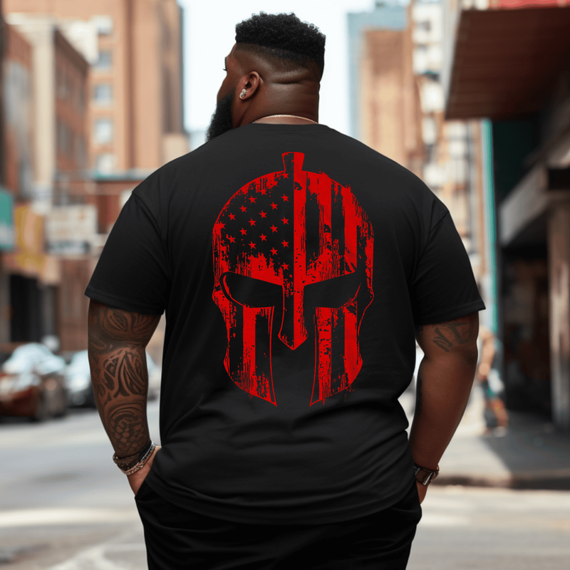 Red Warrior Skull Banner Plus Size T-Shirt