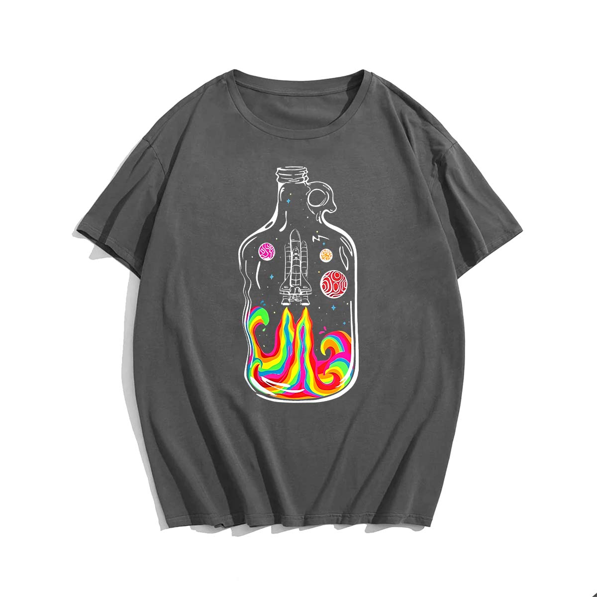 Fly To The Moon, Men Plus Size Oversize T-shirt for Big & Tall Man