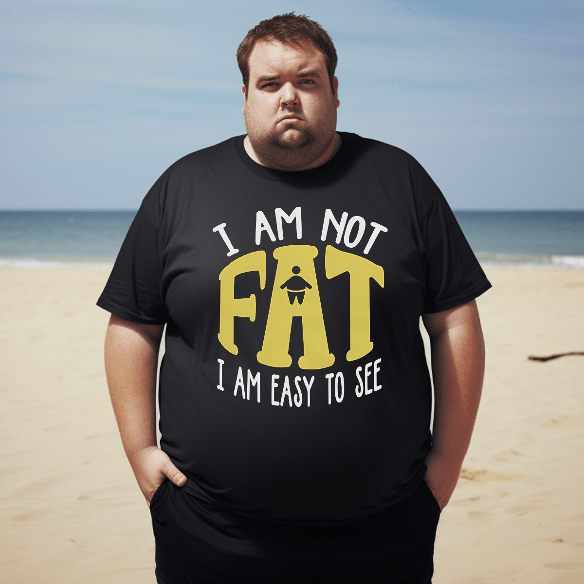 I AM NOT FAT T-shirt for Men, Oversize Plus Size Big & Tall Man Clothing