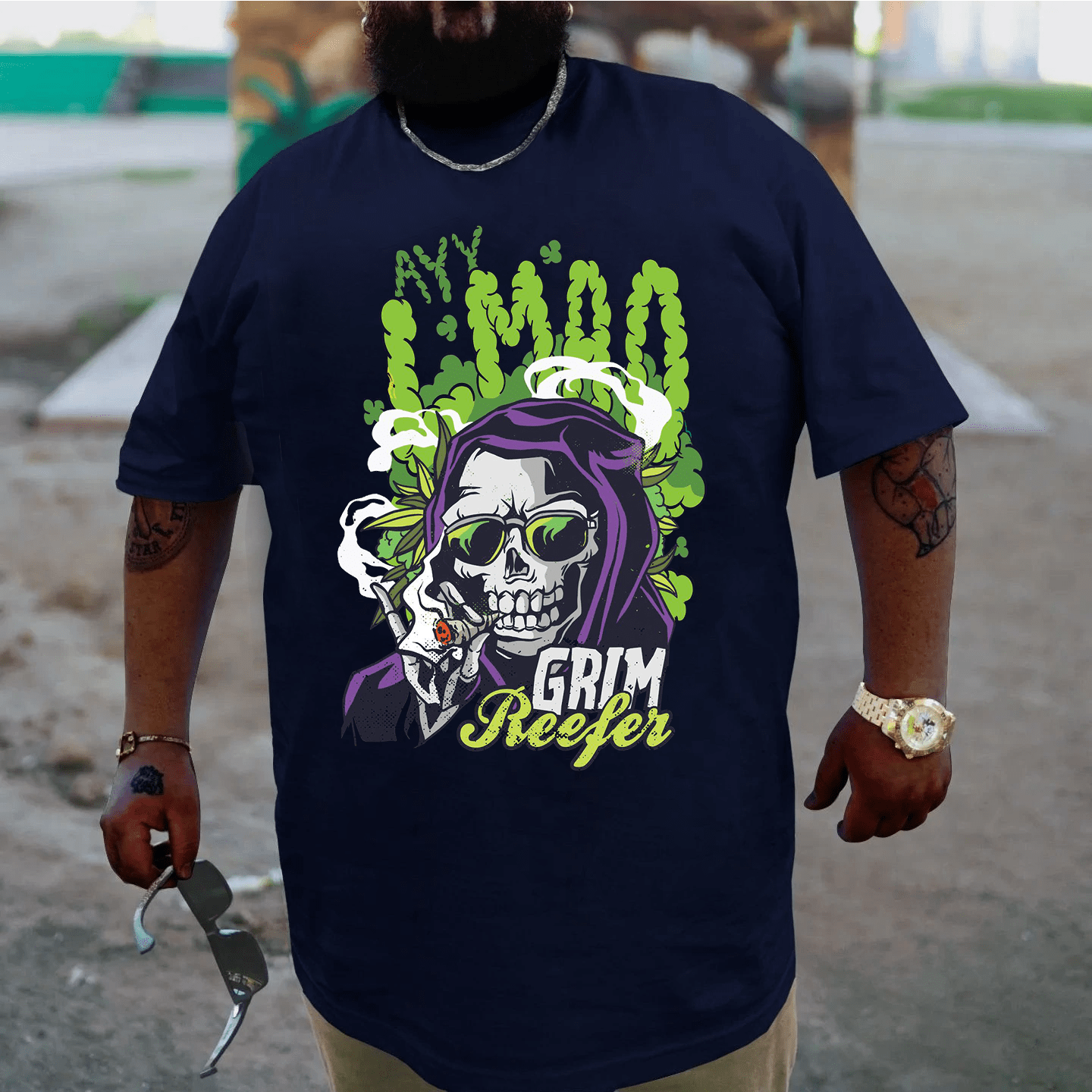 Ayy Lmao Grim Reefer Print Plus Size T-Shirts