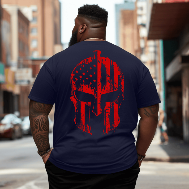 Red Warrior Skull Banner Plus Size T-Shirt