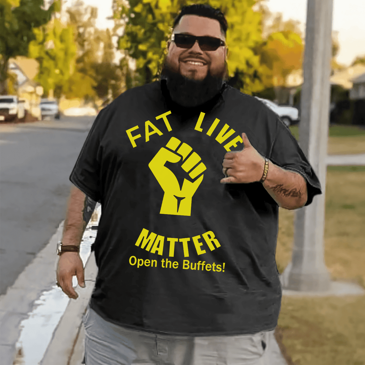 Fat Lives Matter T-shirt for Men, Oversize Plus Size Big & Tall Man Clothing
