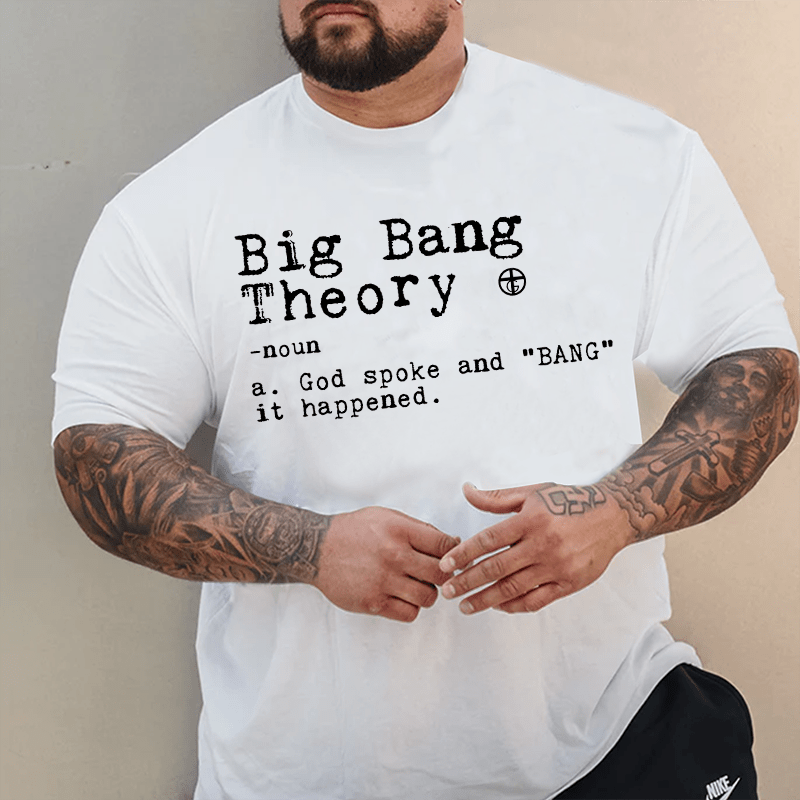 Big Bang Theory, Creative Men Plus Size Oversize T-shirt for Big & Tall Man