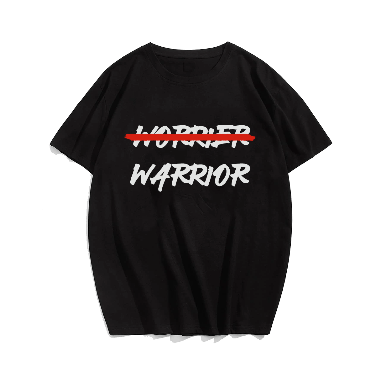 Warrior Not Worrier T-shirt for Men, Oversize Plus Size Big & Tall Man Clothing