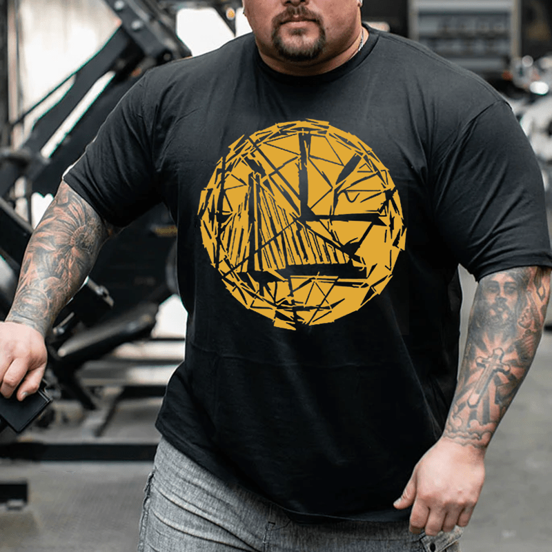 Creative Hand-painted Cotton T-shirt, Creative Men Plus Size Oversize T-shirt for Big & Tall Man