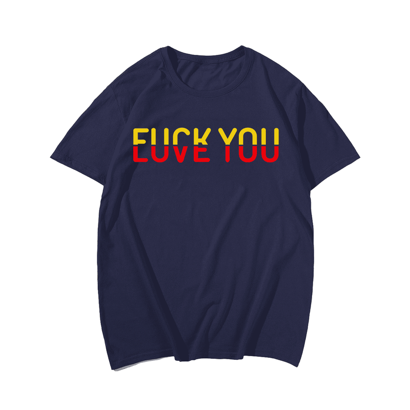 F**k You? Love You! Plus Size T-shirt for Men, Oversize Man Clothing for Big & Tall