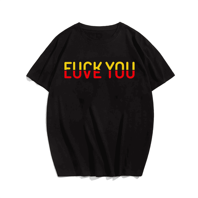 F**k You? Love You! Plus Size T-shirt for Men, Oversize Man Clothing for Big & Tall