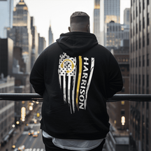 Distressed Flag Personalized Dispatcher Men's Plus Size Hoodies