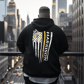 Distressed Flag Personalized Dispatcher Men's Plus Size Hoodies