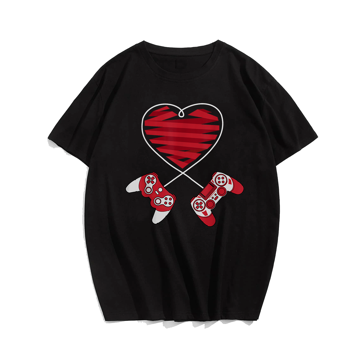 Gamer Shirt Controller Valentine Valentines Day T-Shirt, Men Plus Size Oversize T-shirt for Big & Tall Man