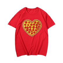 Pizza Heart Valentines Day T-Shirt, Men Plus Size Oversize T-shirt for Big & Tall Man