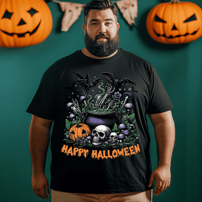 Horror Happy Halloween T-Shirt, Plus Size Oversize T-shirt for Big & Tall Man