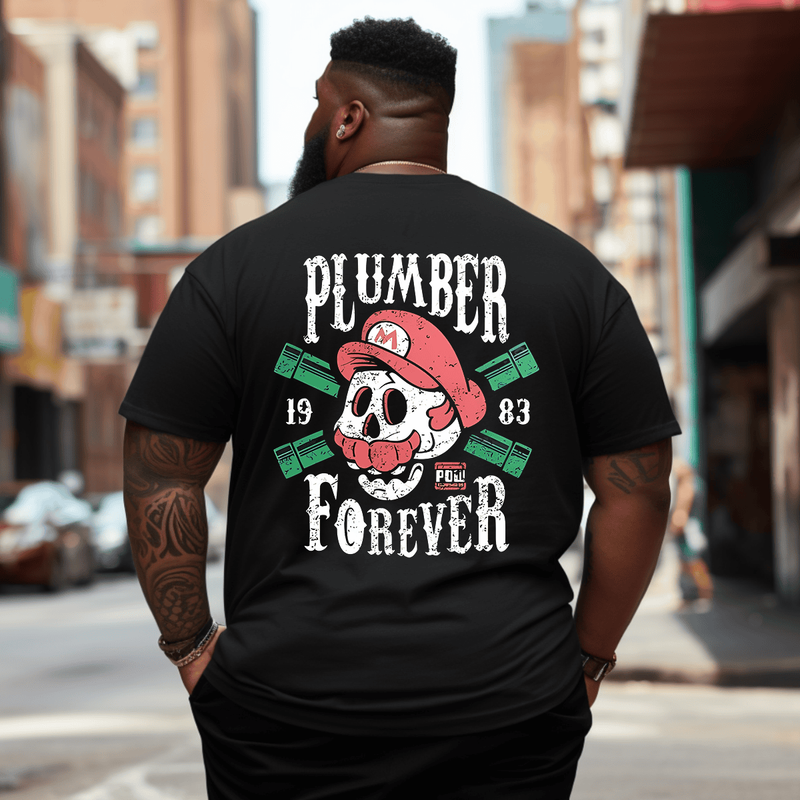 Plumber Forever Men Anime Graphic T-Shirt, Oversized T-Shirt for Big and Tall