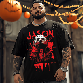 Horror Friday The 13th Halloween T-Shirt, Plus Size Oversize T-shirt for Big & Tall Man