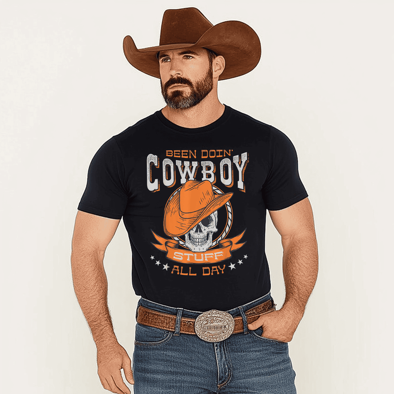 Been Doing Cowboy T-Shirt, Men Plus Size Oversize T-shirt for Big & Tall Man