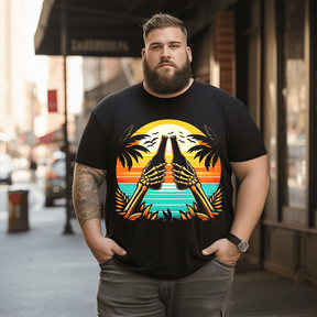 Beach Party T-Shirt, Plus Size Oversize T-shirt for Big & Tall Man