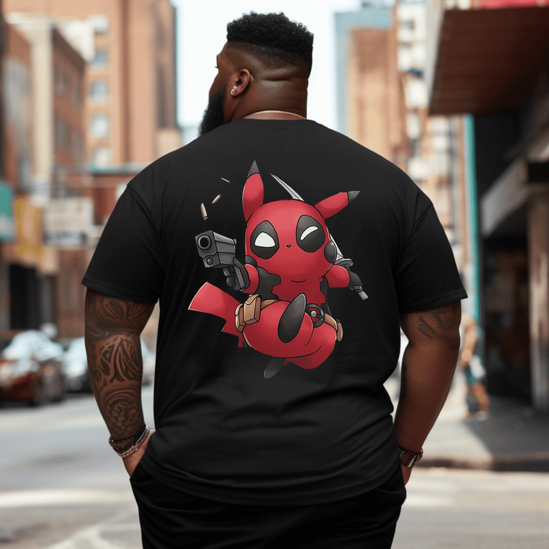 Pika Killer Men Anime Graphic T-Shirt, Oversized T-Shirt for Big and Tall