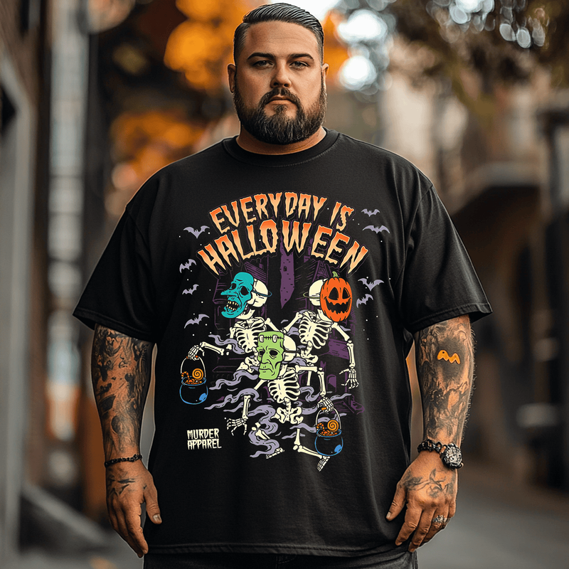 Every Day Is Halloween T-Shirt, Plus Size Oversize T-shirt for Big & Tall Man