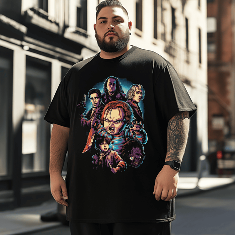 Horror Movies Halloween Men T-Shirt, Plus Size Oversize T-shirt for Big & Tall Man