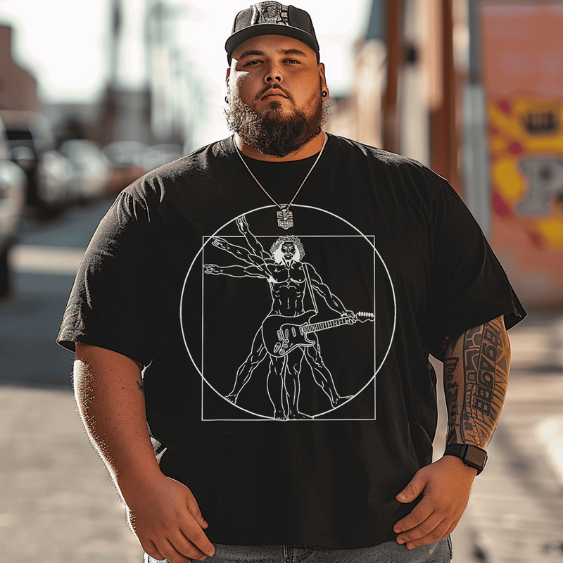 Guitar Shirt Man Guitar Player Musicians T-Shirt, Plus Size T-shirt for Big & Tall Man