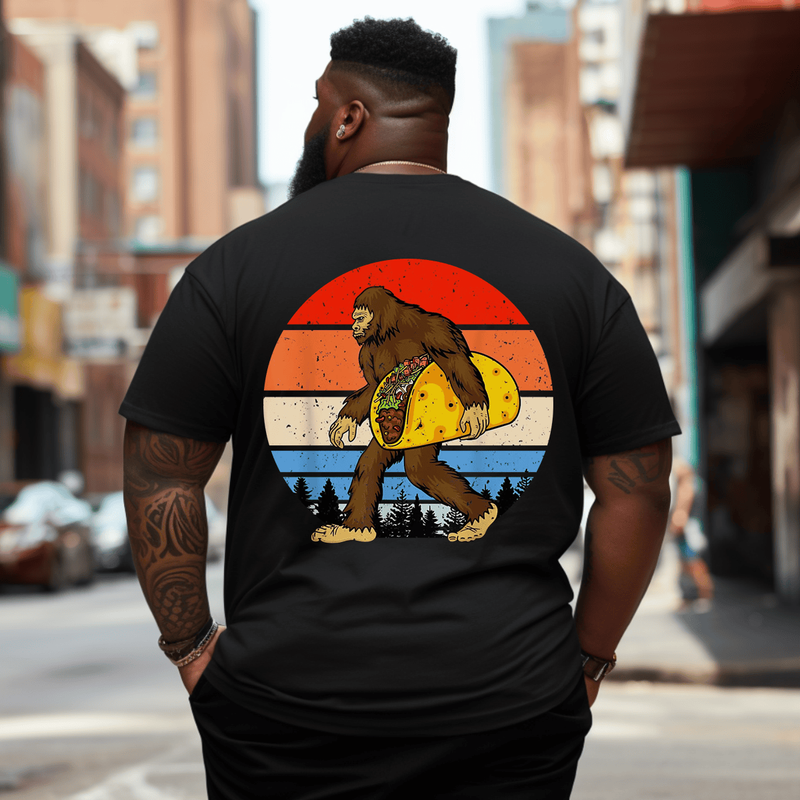 Bigfoot Hold A Taco Men Plus Size T-Shirt for Big & Tall 2#
