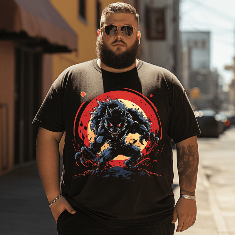 Werewolf T-Shirt, Plus Size Oversize T-shirt for Big & Tall Man