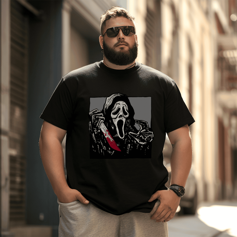 Ghost Halloween Men T-Shirt, Plus Size Oversize T-shirt for Big & Tall Man