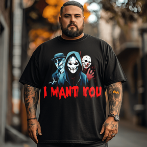 I Want You Halloween T-Shirt, Plus Size Oversize T-shirt for Big & Tall Man