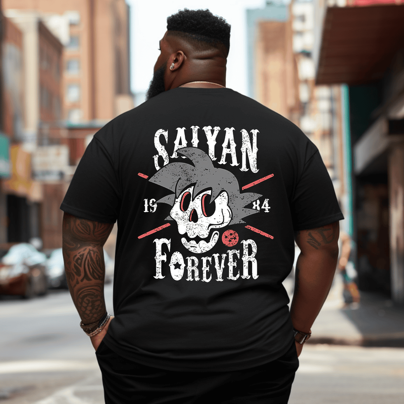 Saiyan Forever Men Anime Graphic T-Shirt, Oversized T-Shirt for Big and Tall