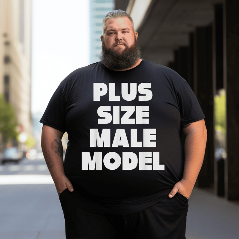 Plus Size Male Model T-shirt for Men, Oversize Plus Size Big & Tall Man Clothing