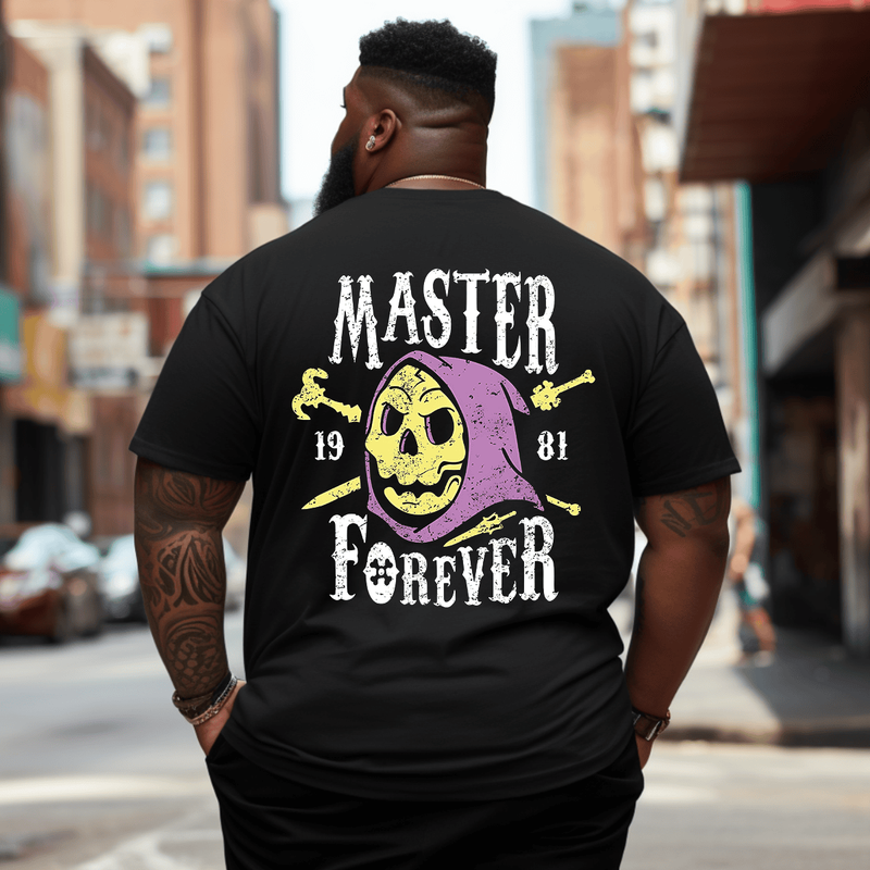 Master Forever Men Anime Graphic T-Shirt, Oversized T-Shirt for Big and Tall