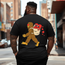 Bigfoot Heart Sasquatch Love 2# T-Shirt, Men Plus Size Oversize T-shirt for Big & Tall