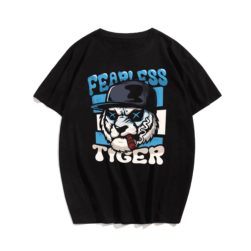 Fearless Tiger Men T Shirt, Plus Size Oversize T-shirt for Big & Tall Man 1XL-9XL