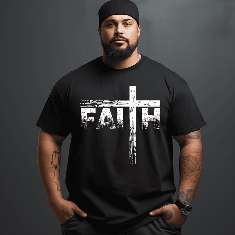 FAITH Men T-Shirt, Plus Size Oversize T-shirt for Big & Tall Man