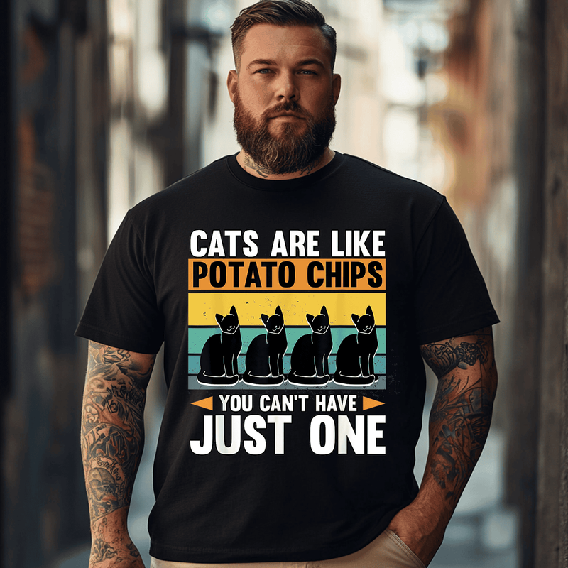 Cats Are Like Potato T-Shirt, Plus Size T-shirt for Big & Tall Man