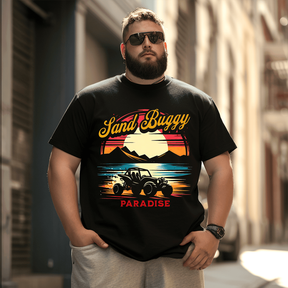 Sand Buggy Paradise Sunset T-Shirt, Plus Size Oversize T-shirt for Big & Tall Man