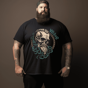 Skull Graphic Men T-Shirt, Plus Size Oversize T-shirt for Big & Tall Man