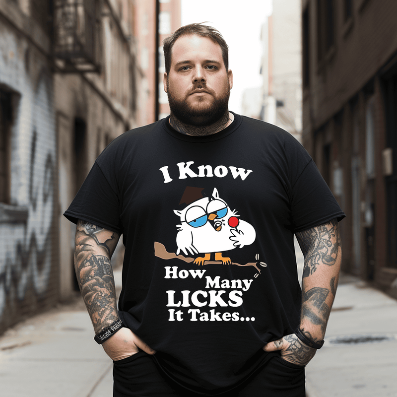 Cartoon Animal T-Shirt, Plus Size Oversize T-shirt for Big & Tall Man