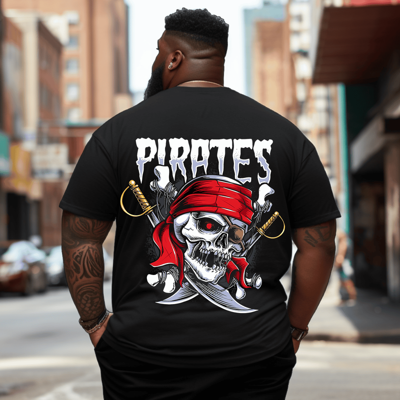 Pirates Skull with Sword T-Shirt, Oversized T-Shirt for Big and Tall
