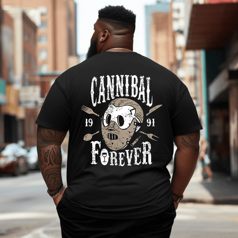 Cannibal Forever Men Anime Graphic T-Shirt, Oversized T-Shirt for Big and Tall