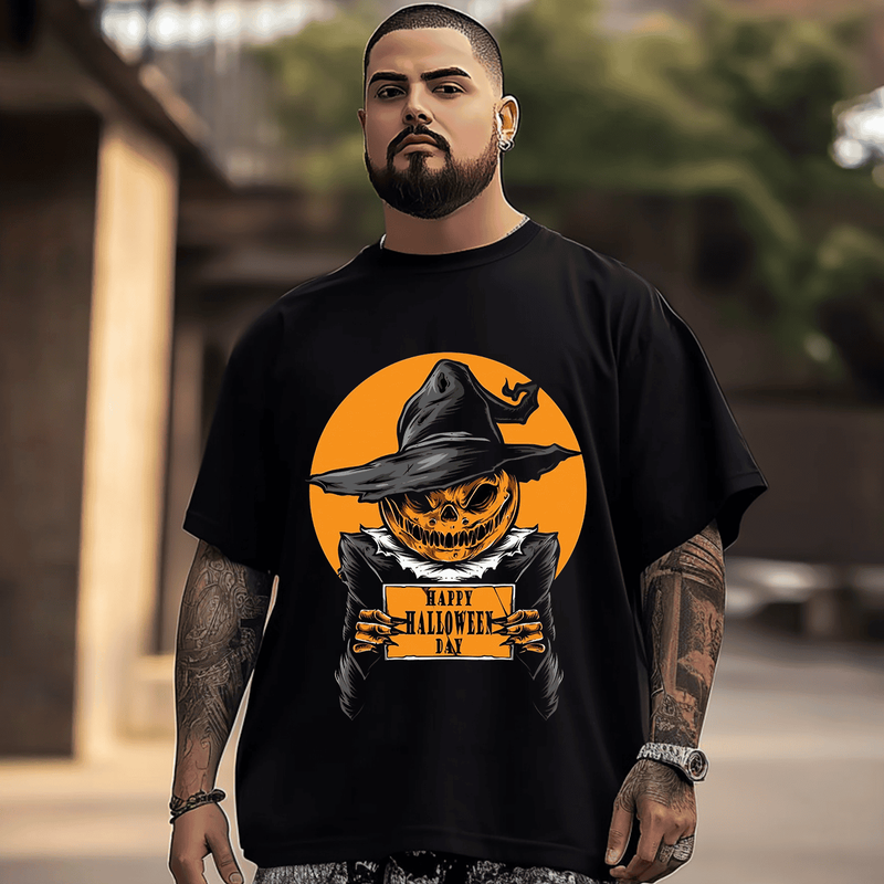 Happy Halloween 5# Men T-Shirt, Plus Size Oversize T-shirt for Big & Tall Man