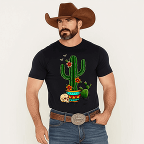 Cactus T-Shirt, Men Plus Size Oversize T-shirt for Big & Tall Man