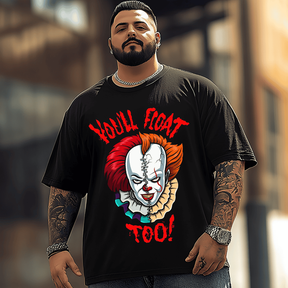 Clown Halloween T-Shirt, Plus Size Oversize T-shirt for Big & Tall Man