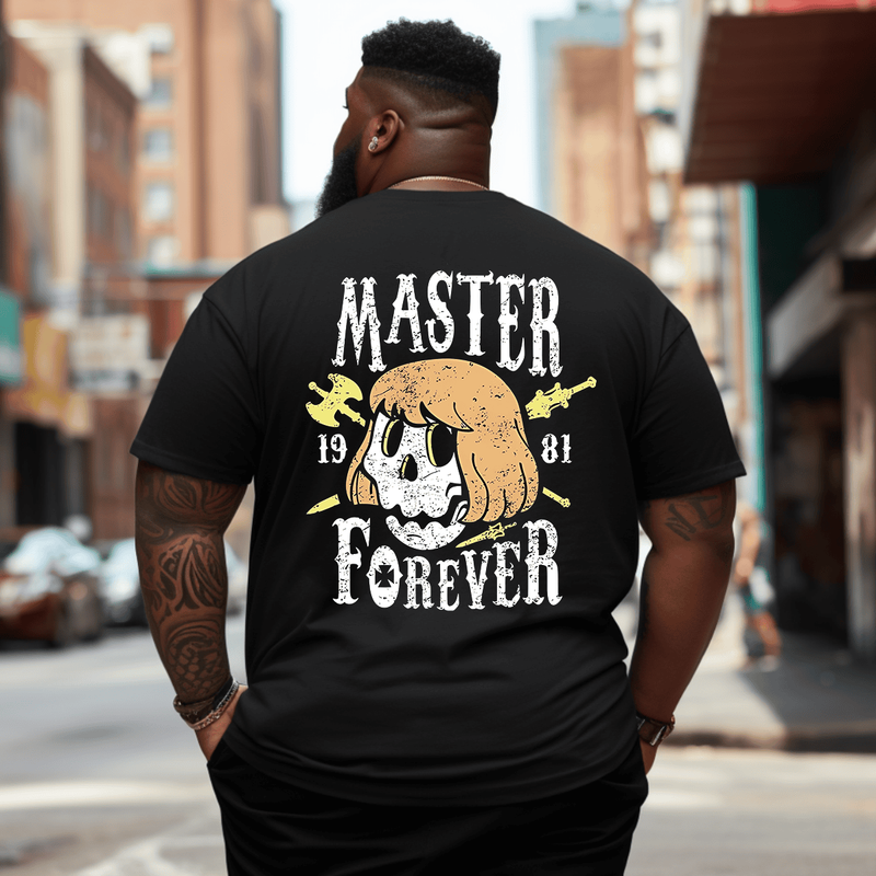 Master Forever Men Anime Graphic T-Shirt, Oversized T-Shirt for Big and Tall
