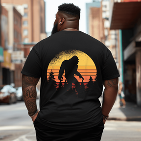Retro Bigfoot T-Shirt, Men Plus Size T-shirt for Big & Tall