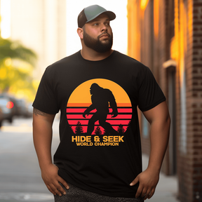 Big Foot Hide & Seek T-Shirt, Plus Size Oversize T-shirt for Big & Tall Man