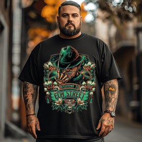 Welcome to Elm Street Halloween T-Shirt, Plus Size Oversize T-shirt for Big & Tall Man