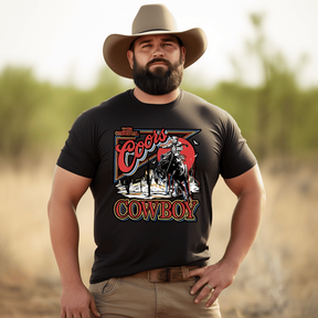 Cowboy T-Shirt, Men Plus Size Oversize T-shirt for Big & Tall Man