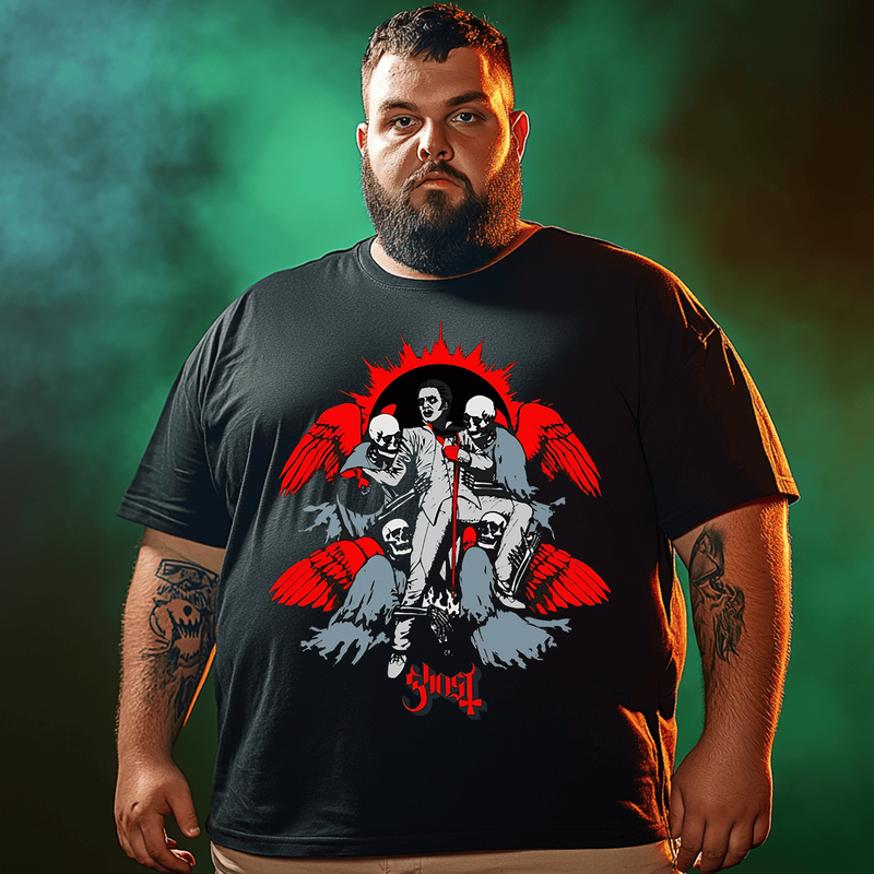 Ghost Halloween T-Shirt, Plus Size Oversize T-shirt for Big & Tall Man